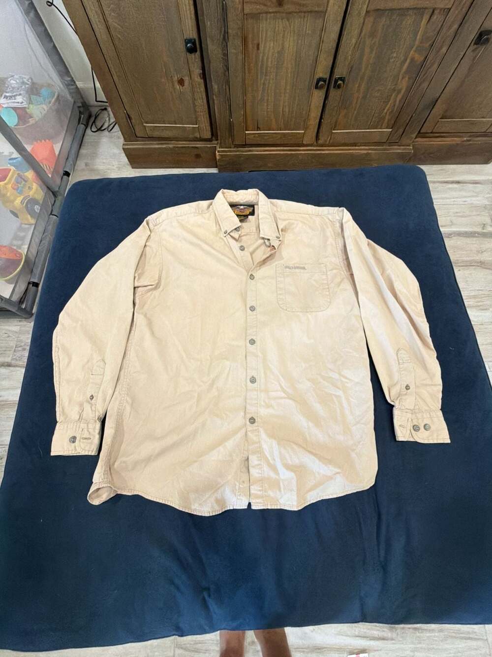 Harley-Davidson Men's Tan Long Sleeve Button-Down Shirt